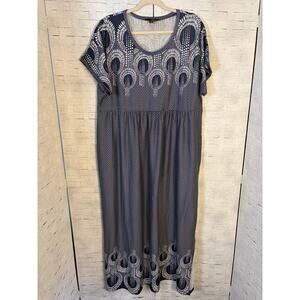 Suzanna Betro women’s knit T-shirt, dress navy blue white polkadot plus size